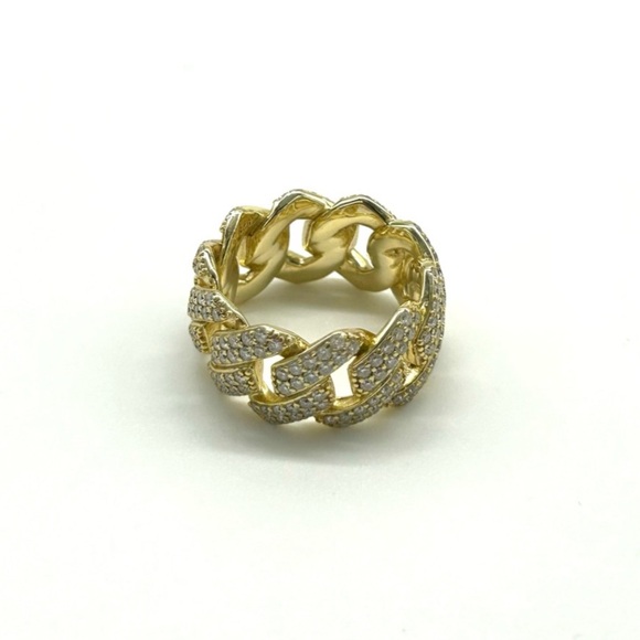 925 Sterling Silver Other - 18k Gold Plated, 2.OCTW Moissanite Miami Cuban Ring